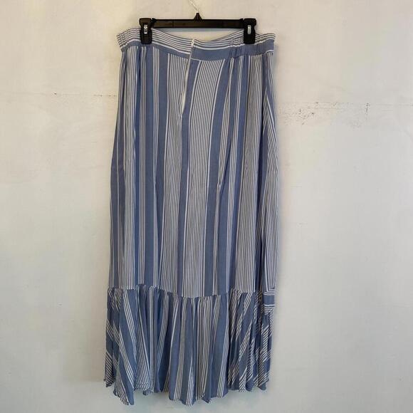 TORRID blue and white stripe ruffle midi skirt - Picture 4 of 5